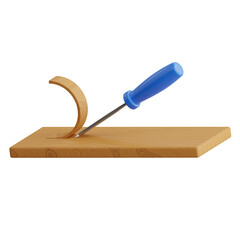 3D Chisel Model Precision Carvin Tool. 3d illustration, 3d element, 3d rendering. 3d visualization isolated on a transparent background