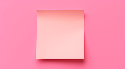 Blank paper note on pink background, top view generated AI