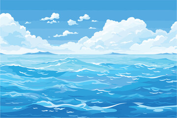 Fototapeta na wymiar Blue sea water surface with small waves, Blue sky and sea, Beautiful beach