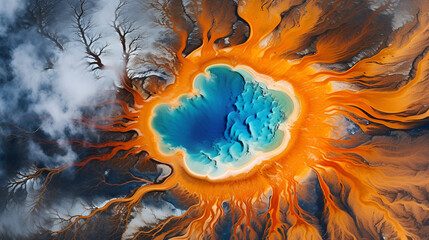 Grand Prismatic Spring in Yellowstone National Park generated AI