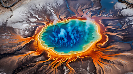 Grand Prismatic Spring in Yellowstone National Park generated AI