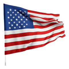 Waving American Flag isolated on transparent background