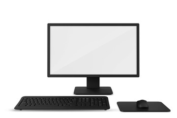 Black computer keyboard and mouse on white background