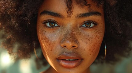 natural hair hairspray for black natural hair, in the style of contemporary portrait photography, uhd image, school, extreme angle, exotic realism, captivating