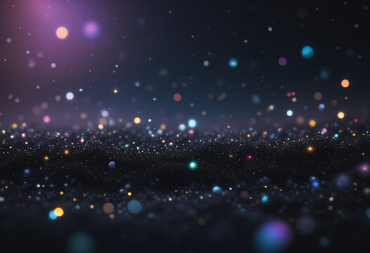 Black space background image filled with glittering lights.