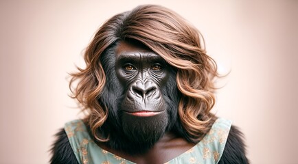a gorilla with feminine makeup style