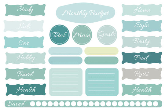 Vector template for planning your monthly budget with tracker and categories