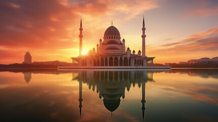 mosque at sunrise islamic background