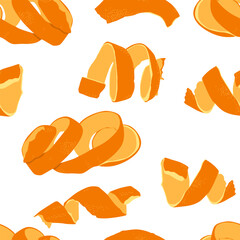 Orange peel, zest vector cartoon seamless pattern background for wallpaper, wrapping, packing, and backdrop.