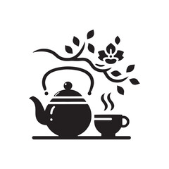 Timeless Artistry: Intricate Chinese Tea Pot Silhouette Crafted for Stock Collections - Chinese New Year Silhouette - Chinese Tea Vector Stock
