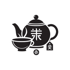 Cultural Heritage Illuminated: Classic Chinese Tea Pot Silhouette for Your Stock Portfolio - Chinese New Year Silhouette - Chinese Tea Vector Stock
