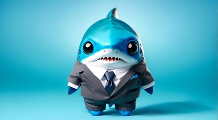 a cute shark wearing a business suit