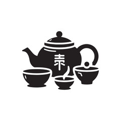 Aesthetic Elegance Unveiled: Graceful Chinese Tea Pot Silhouette Perfect for Stock Enthusiasts - Chinese New Year Silhouette - Chinese Tea Vector Stock
