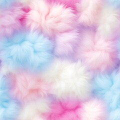 Cute plush Seamless Pattern. Fluffy, fur tile in pastel colors. Illustration for textile, fabric, wrapping paper.
