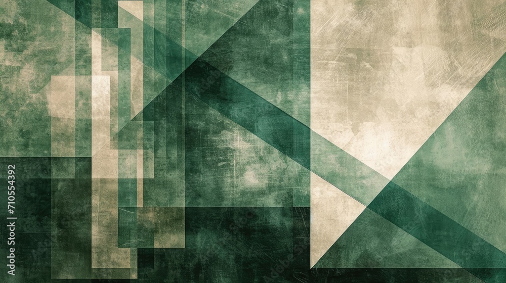 Wall mural emerald and beige modern digital abstract with geometric patterns