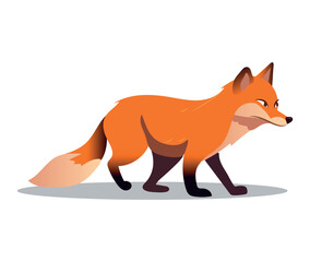 Fox of colorful set. This illustration presents a captivating design of a fox in a playful cartoon style, set against a serene white background. Vector illustration.