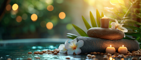 Spa treatments, massages, and calming spa environments supplies zen stones and water spa of deep...