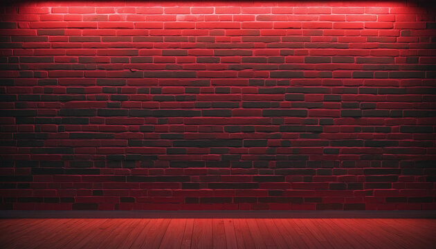Red neon light on empty brick wall with copy space. High-quality free stock photo of blank background with red glow and lighting effect.