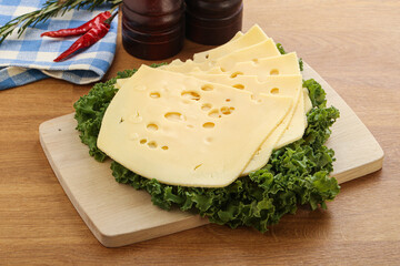 Sliced maasdam cheese for breakfast