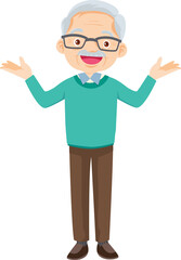 elderly man or grandfather in actions character