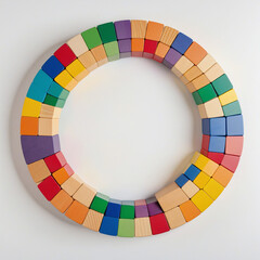 Obraz premium Circle of Diverse Blocks on Neutral Background