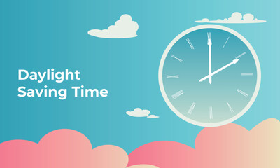 Set the clock to daylight saving time. Vector illustration with message