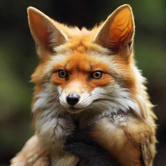 Obraz premium red fox vulpes A half chicken half fox animal hybrid De