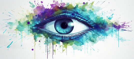 Vibrant abstract eye on soft pastel background, forming captivating artistic illustration
