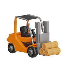 3D Forklift Model Safe Handling for Work. 3d illustration, 3d element, 3d rendering. 3d visualization isolated on a transparent background