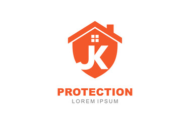 JK Letter House Property logo template for symbol of business identity