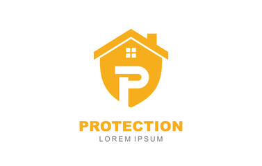 P Letter House Property logo template for symbol of business identity