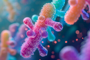 A vibrant portrayal of antibiotic molecules overcoming drug-resistant bacteria. - obrazy, fototapety, plakaty