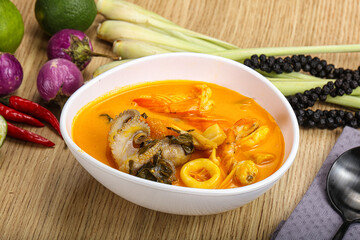Thai Tom Yum soup with seafood