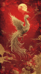 Fototapeta premium Majestic chinese Phoenix tarot card