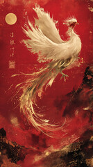Fototapeta premium Majestic chinese Phoenix tarot card