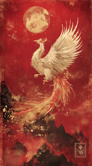 Majestic chinese Phoenix tarot card