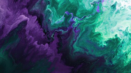 Fototapeta na wymiar Jade green and lavender vibrant abstract with sparkling nebula effects