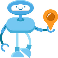 Robot Character Holding Map Pin
