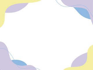 流体シェイプのフレーム　流動体・液体の抽象的なゆるいフレーム 　黄色　青色　紫　横　横長　素材