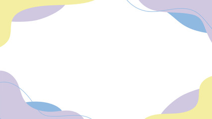 流体シェイプのフレーム　流動体・液体の抽象的なゆるいフレーム 　黄色　青色　紫　横　横長　素材
