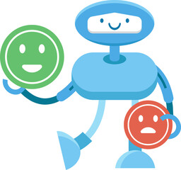 Robot Character and Emoticon Sign
