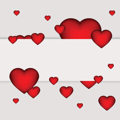 Valentine's Day greeting card template. Heart shaped balloons. Flat. Vector