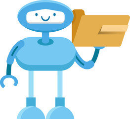 Robot Character Holding Folder
