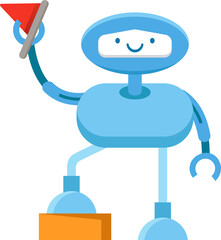 Robot Character Holding Flag
