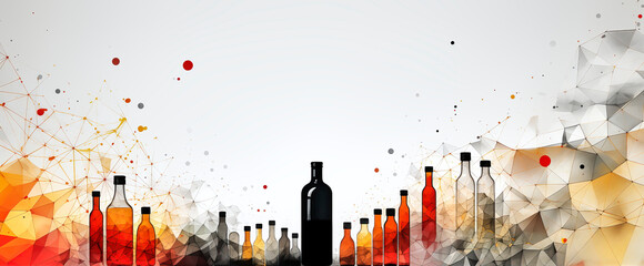 Abstract Representation of Alcoholism - Bottles of Various Sizes and Colors in Front of a White Wall - Powered by Adobe