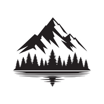 Rugged Elegance Rediscovered: Mountains Silhouette Stock Capturing the Essence of Nature - Nature Silhouette - Mountains Vector
