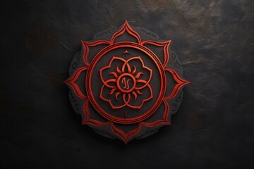 Root Chakra symbol on blackboard.