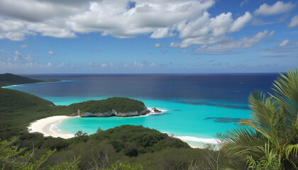 Fototapeta na wymiar Protected Reserve of Petite Terre in Guadeloupe with Turquoise Waters