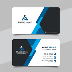 Blue modern creative business card and name card horizontal simple clean template vector design