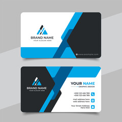 Blue modern creative business card and name card horizontal simple clean template vector design